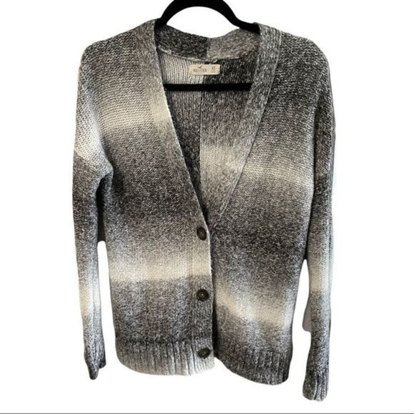 Hollister‎ Chunky Knit Sweater Cardigan Size XS Ombré Grey/White - Picture 1 of 8